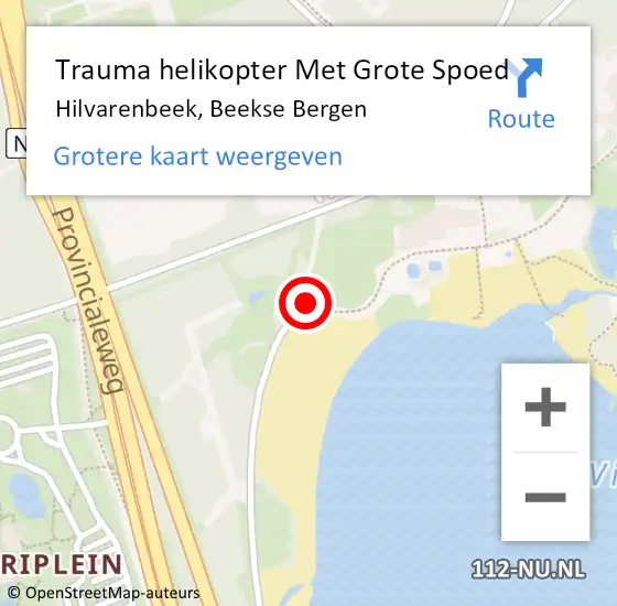 Locatie op kaart van de 112 melding: Trauma helikopter Met Grote Spoed Naar Hilvarenbeek, Beekse Bergen op 22 januari 2022 04:47