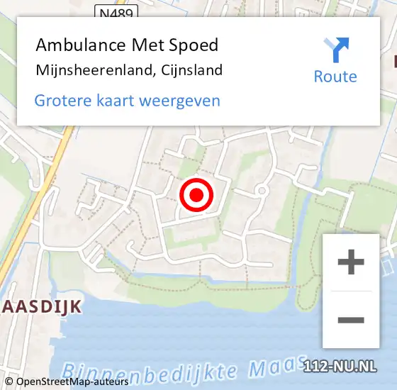 Locatie op kaart van de 112 melding: Ambulance Met Spoed Naar Mijnsheerenland, Cijnsland op 22 januari 2022 05:24