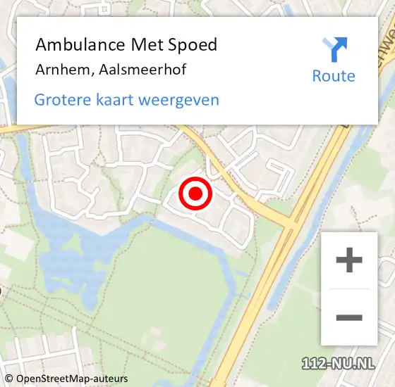 Locatie op kaart van de 112 melding: Ambulance Met Spoed Naar Arnhem, Aalsmeerhof op 22 januari 2022 06:46