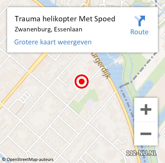 Locatie op kaart van de 112 melding: Trauma helikopter Met Spoed Naar Zwanenburg, Essenlaan op 22 januari 2022 06:59