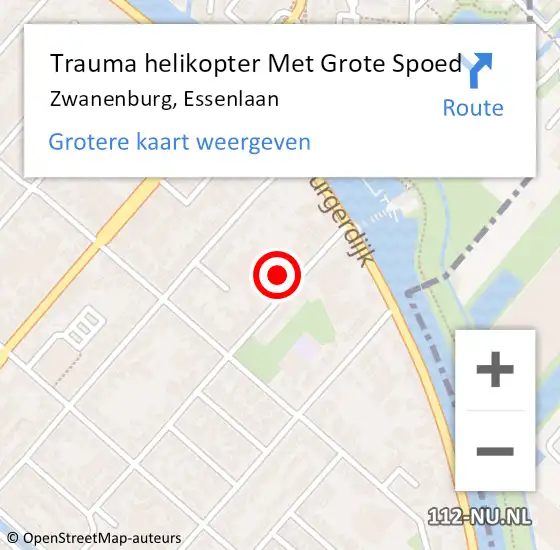 Locatie op kaart van de 112 melding: Trauma helikopter Met Grote Spoed Naar Zwanenburg, Essenlaan op 22 januari 2022 07:02