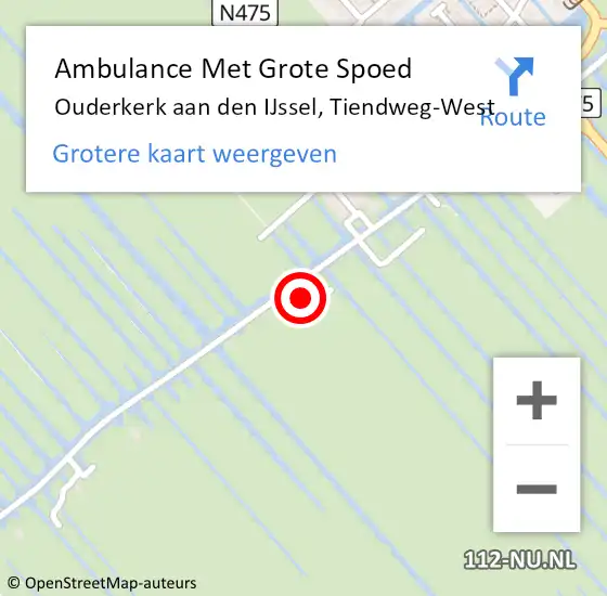 Locatie op kaart van de 112 melding: Ambulance Met Grote Spoed Naar Ouderkerk aan den IJssel, Tiendweg-West op 22 januari 2022 07:19