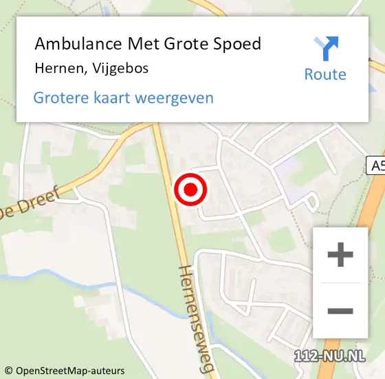 Locatie op kaart van de 112 melding: Ambulance Met Grote Spoed Naar Hernen, Vijgebos op 22 januari 2022 08:54