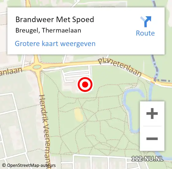 Locatie op kaart van de 112 melding: Brandweer Met Spoed Naar Breugel, Thermaelaan op 22 januari 2022 09:07