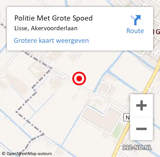 Locatie op kaart van de 112 melding: Politie Met Grote Spoed Naar Lisse, Akervoorderlaan op 22 januari 2022 09:08