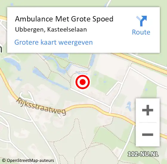 Locatie op kaart van de 112 melding: Ambulance Met Grote Spoed Naar Ubbergen, Kasteelselaan op 22 januari 2022 09:17