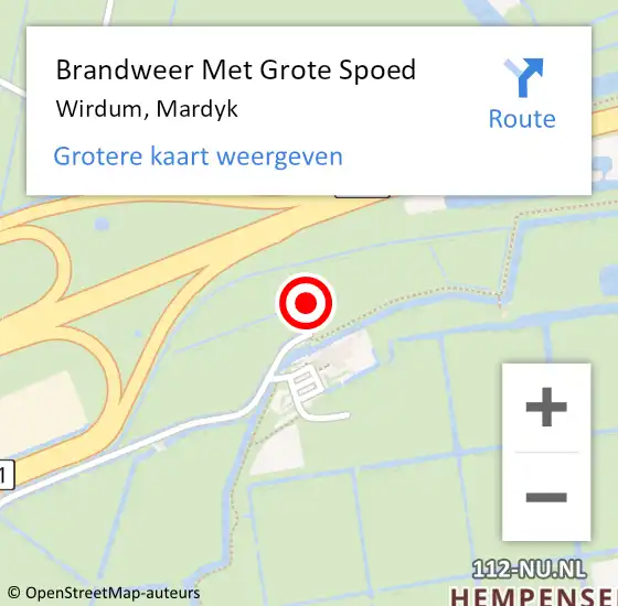 Locatie op kaart van de 112 melding: Brandweer Met Grote Spoed Naar Wirdum, Mardyk op 22 januari 2022 09:18