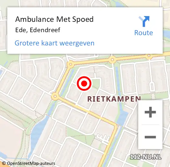 Locatie op kaart van de 112 melding: Ambulance Met Spoed Naar Ede, Edendreef op 22 januari 2022 09:23