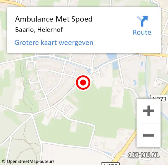 Locatie op kaart van de 112 melding: Ambulance Met Spoed Naar Baarlo, Heierhof op 6 juli 2014 01:16