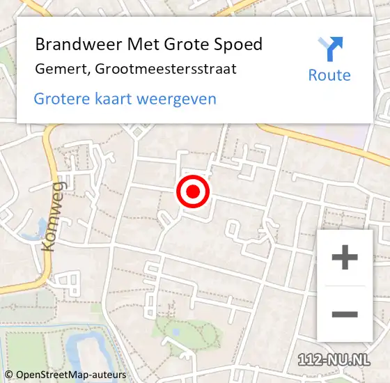 Locatie op kaart van de 112 melding: Brandweer Met Grote Spoed Naar Gemert, Grootmeestersstraat op 22 januari 2022 09:33