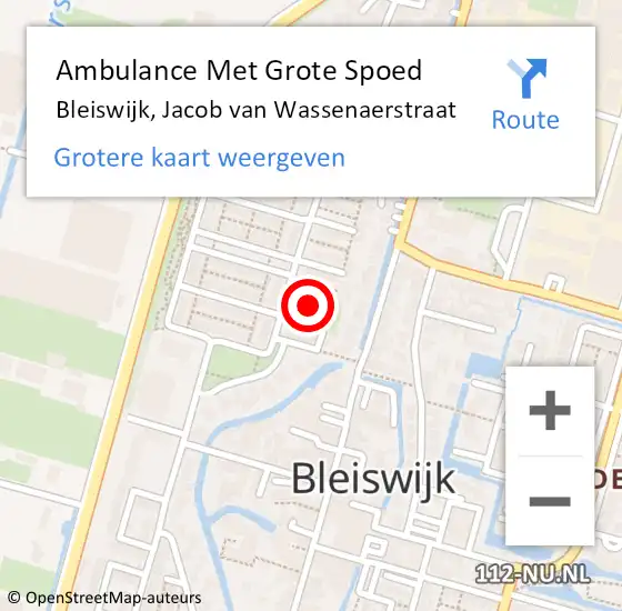 Locatie op kaart van de 112 melding: Ambulance Met Grote Spoed Naar Bleiswijk, Jacob van Wassenaerstraat op 22 januari 2022 09:36