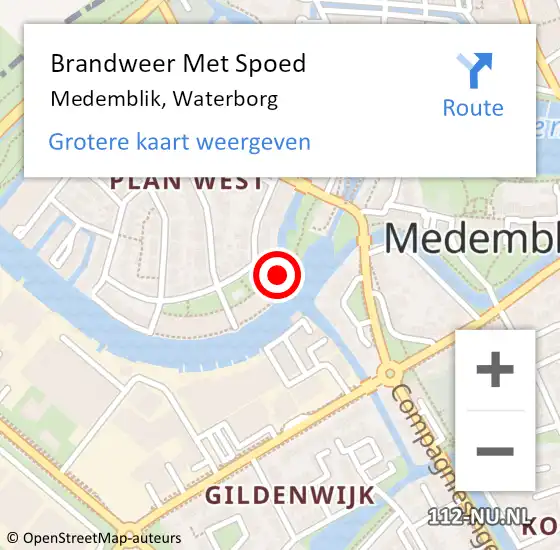 Locatie op kaart van de 112 melding: Brandweer Met Spoed Naar Medemblik, Waterborg op 22 januari 2022 10:07