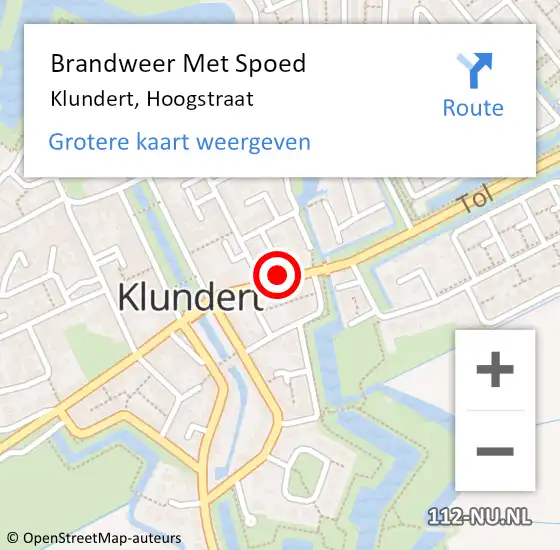 Locatie op kaart van de 112 melding: Brandweer Met Spoed Naar Klundert, Hoogstraat op 22 januari 2022 10:14