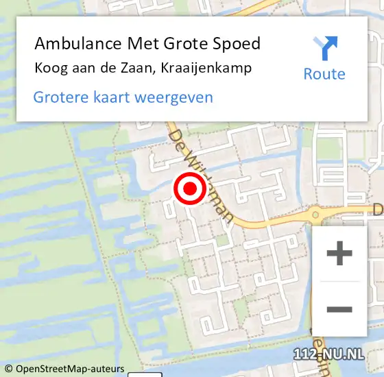Locatie op kaart van de 112 melding: Ambulance Met Grote Spoed Naar Koog aan de Zaan, Kraaijenkamp op 22 januari 2022 11:06