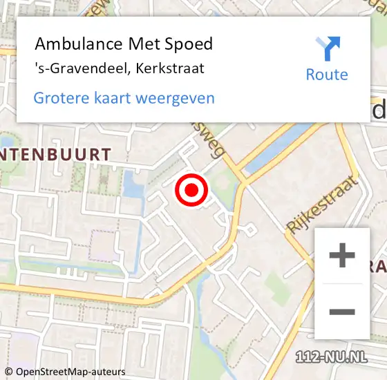 Locatie op kaart van de 112 melding: Ambulance Met Spoed Naar 's-Gravendeel, Kerkstraat op 22 januari 2022 11:08