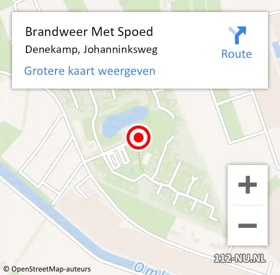 Locatie op kaart van de 112 melding: Brandweer Met Spoed Naar Denekamp, Johanninksweg op 22 januari 2022 11:13