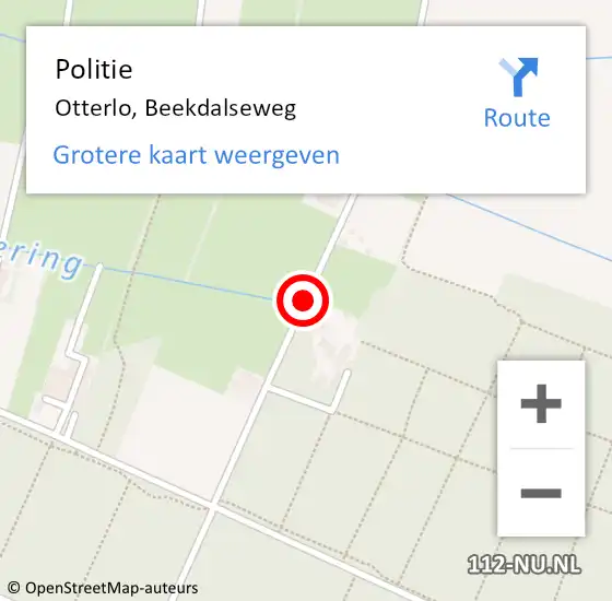 Locatie op kaart van de 112 melding: Politie Otterlo, Beekdalseweg op 22 januari 2022 11:16