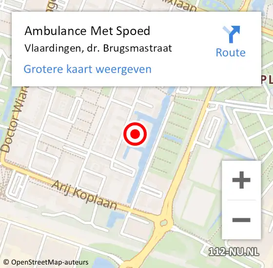 Locatie op kaart van de 112 melding: Ambulance Met Spoed Naar Vlaardingen, dr. Brugsmastraat op 22 januari 2022 11:23