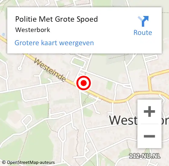 Locatie op kaart van de 112 melding: Politie Met Grote Spoed Naar Westerbork op 22 januari 2022 12:05