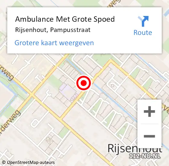 Locatie op kaart van de 112 melding: Ambulance Met Grote Spoed Naar Rijsenhout, Pampusstraat op 22 januari 2022 12:19