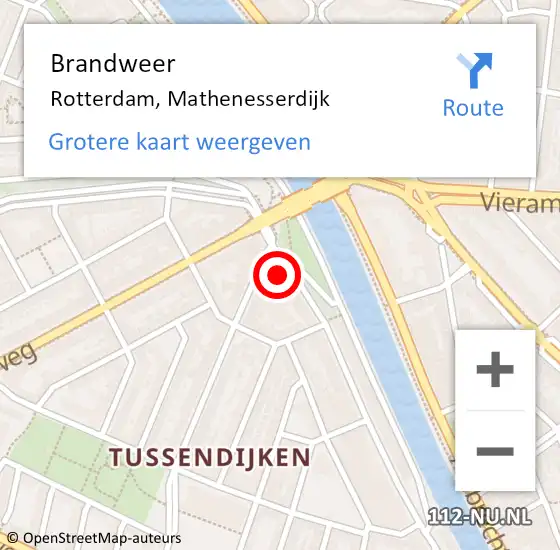 Locatie op kaart van de 112 melding: Brandweer Rotterdam, Mathenesserdijk op 22 januari 2022 12:19