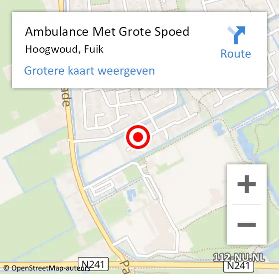 Locatie op kaart van de 112 melding: Ambulance Met Grote Spoed Naar Hoogwoud, Fuik op 22 januari 2022 12:24