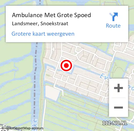 Locatie op kaart van de 112 melding: Ambulance Met Grote Spoed Naar Landsmeer, Snoekstraat op 22 januari 2022 13:11