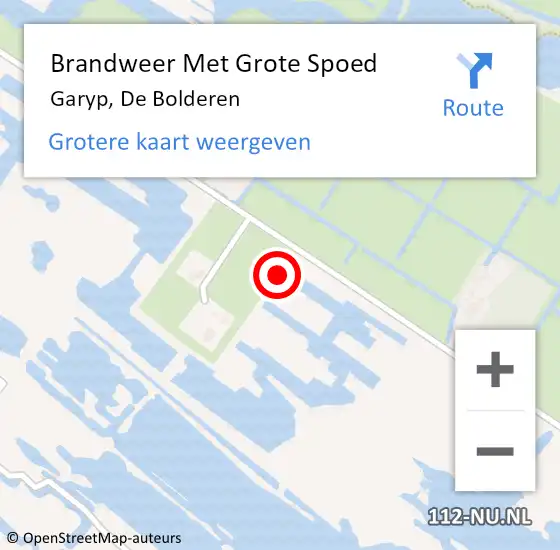 Locatie op kaart van de 112 melding: Brandweer Met Grote Spoed Naar Garyp, De Bolderen op 22 januari 2022 13:16