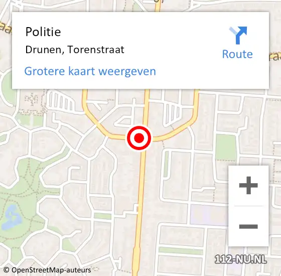 Locatie op kaart van de 112 melding: Politie Drunen, Torenstraat op 22 januari 2022 13:26
