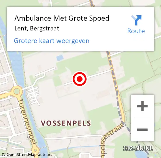 Locatie op kaart van de 112 melding: Ambulance Met Grote Spoed Naar Lent, Bergstraat op 22 januari 2022 13:47