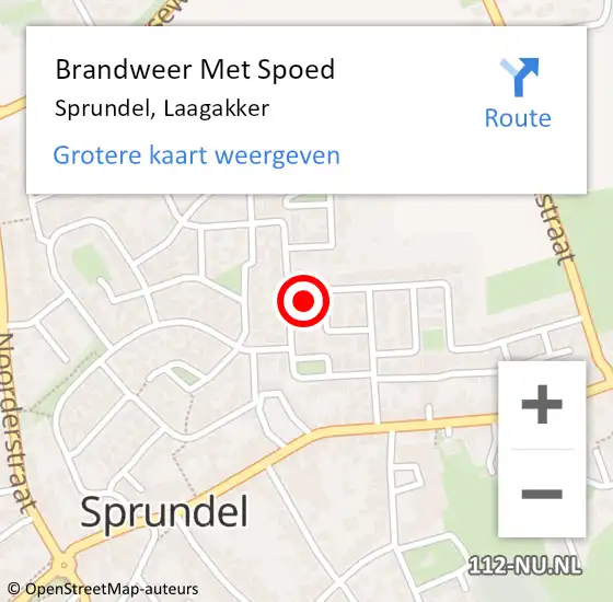 Locatie op kaart van de 112 melding: Brandweer Met Spoed Naar Sprundel, Laagakker op 22 januari 2022 14:07