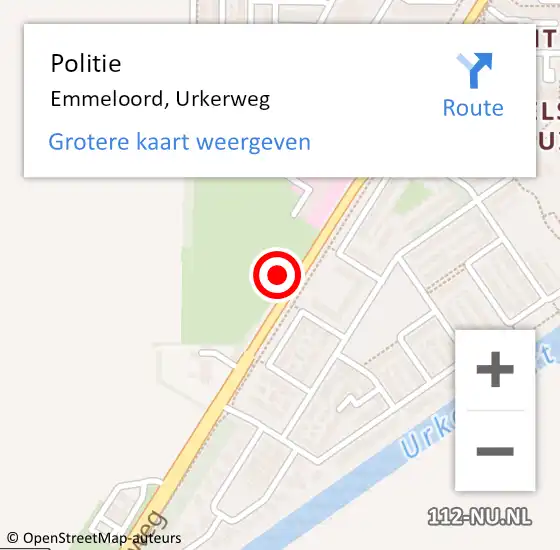 Locatie op kaart van de 112 melding: Politie Emmeloord, Urkerweg op 22 januari 2022 14:23