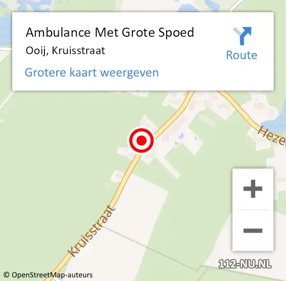 Locatie op kaart van de 112 melding: Ambulance Met Grote Spoed Naar Ooij, Kruisstraat op 22 januari 2022 14:28