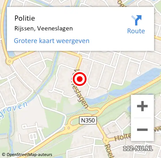 Locatie op kaart van de 112 melding: Politie Rijssen, Veeneslagen op 22 januari 2022 14:53