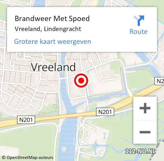 Locatie op kaart van de 112 melding: Brandweer Met Spoed Naar Vreeland, Lindengracht op 22 januari 2022 15:11