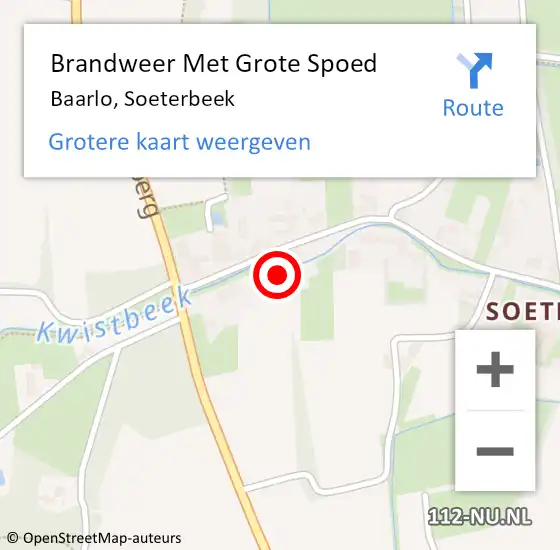 Locatie op kaart van de 112 melding: Brandweer Met Grote Spoed Naar Baarlo, Soeterbeek op 22 januari 2022 15:30