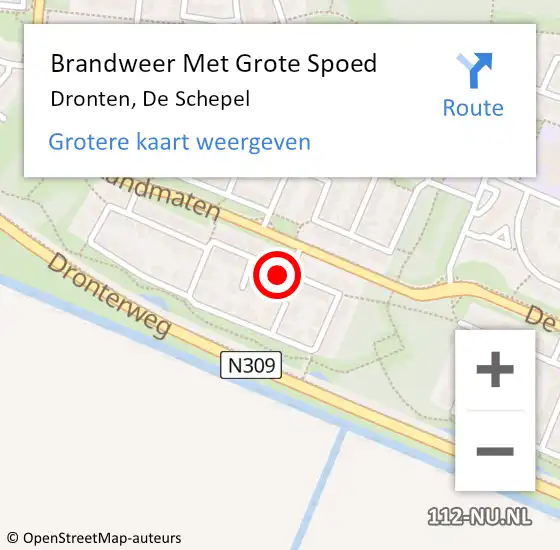 Locatie op kaart van de 112 melding: Brandweer Met Grote Spoed Naar Dronten, De Schepel op 22 januari 2022 15:50