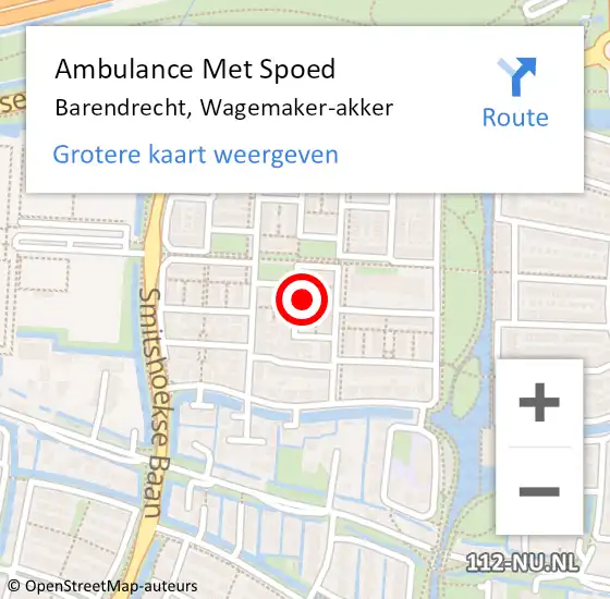 Locatie op kaart van de 112 melding: Ambulance Met Spoed Naar Barendrecht, Wagemaker-akker op 22 januari 2022 16:19