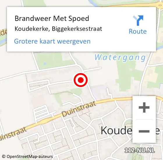 Locatie op kaart van de 112 melding: Brandweer Met Spoed Naar Koudekerke, Biggekerksestraat op 22 januari 2022 16:24