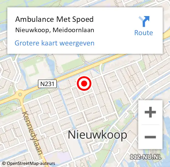 Locatie op kaart van de 112 melding: Ambulance Met Spoed Naar Nieuwkoop, Meidoornlaan op 22 januari 2022 16:36