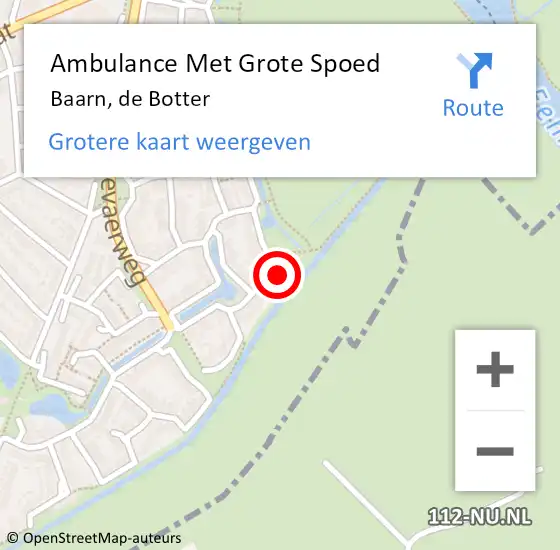 Locatie op kaart van de 112 melding: Ambulance Met Grote Spoed Naar Baarn, de Botter op 6 juli 2014 01:53