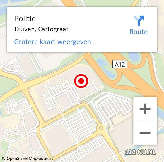 Locatie op kaart van de 112 melding: Politie Duiven, Cartograaf op 22 januari 2022 17:11