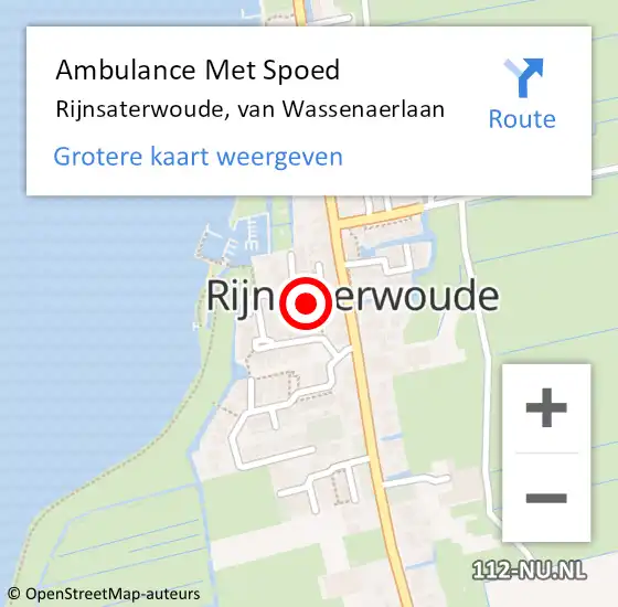 Locatie op kaart van de 112 melding: Ambulance Met Spoed Naar Rijnsaterwoude, van Wassenaerlaan op 22 januari 2022 17:28