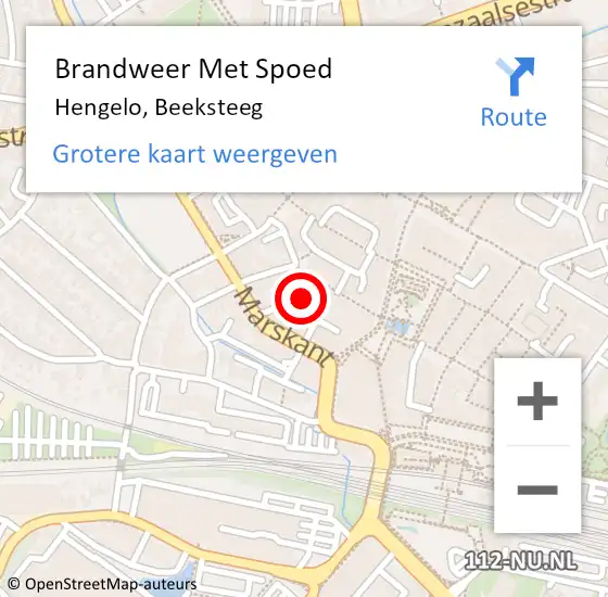 Locatie op kaart van de 112 melding: Brandweer Met Spoed Naar Hengelo, Beeksteeg op 22 januari 2022 17:30