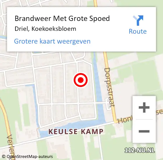 Locatie op kaart van de 112 melding: Brandweer Met Grote Spoed Naar Driel, Koekoeksbloem op 22 januari 2022 17:40