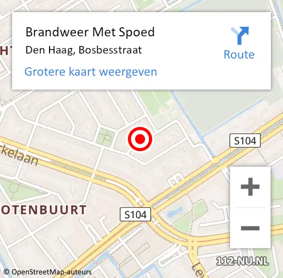 Locatie op kaart van de 112 melding: Brandweer Met Spoed Naar Den Haag, Bosbesstraat op 22 januari 2022 17:42