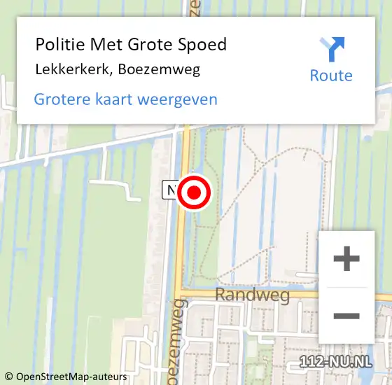 Locatie op kaart van de 112 melding: Politie Met Grote Spoed Naar Lekkerkerk, Boezemweg op 22 januari 2022 17:51
