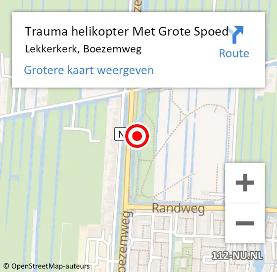 Locatie op kaart van de 112 melding: Trauma helikopter Met Grote Spoed Naar Lekkerkerk, Boezemweg op 22 januari 2022 17:52