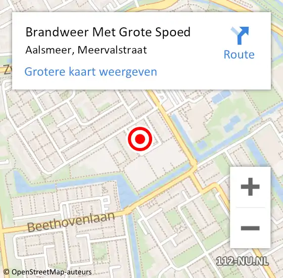 Locatie op kaart van de 112 melding: Brandweer Met Grote Spoed Naar Aalsmeer, Meervalstraat op 22 januari 2022 17:55