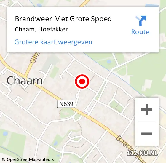 Locatie op kaart van de 112 melding: Brandweer Met Grote Spoed Naar Chaam, Hoefakker op 22 januari 2022 18:15